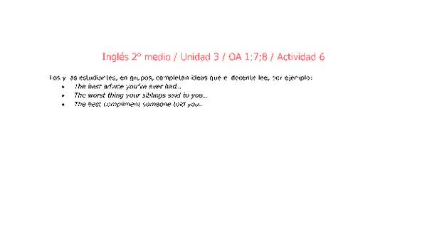 Inglés 2 medio-Unidad 3-OA1;7;8-Actividad 6