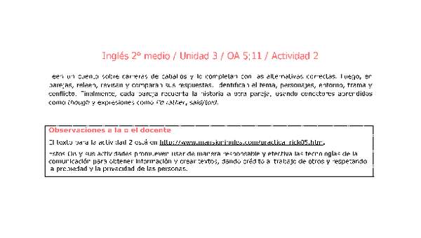 Inglés 2 medio-Unidad 3-OA5;11-Actividad 2
