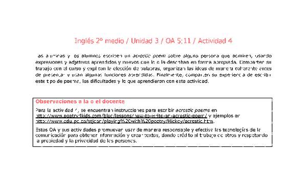 Inglés 2 medio-Unidad 3-OA5;11-Actividad 4