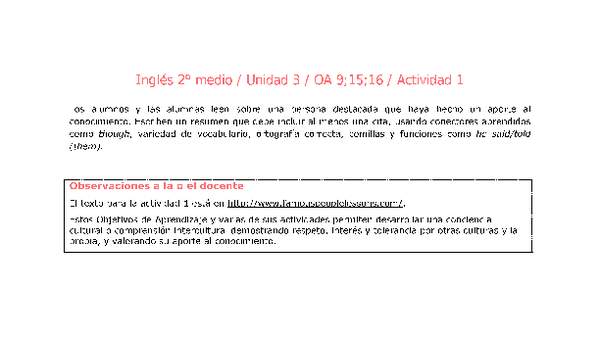 Inglés 2 medio-Unidad 3-OA9;15;16-Actividad 1