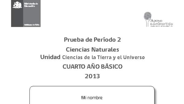 Evaluación para la Unidad 2, Ciencias Naturales 4° básico.