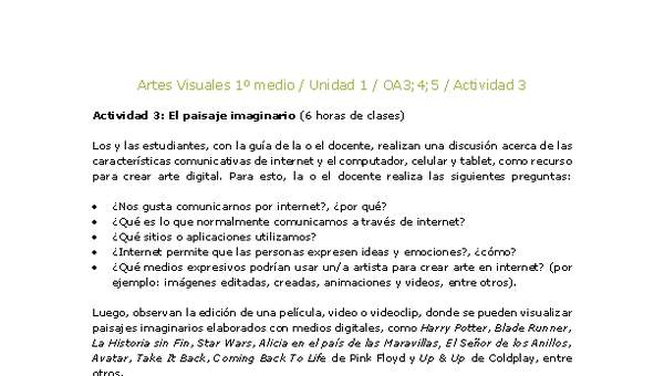 Artes Visuales 1 medio-Unidad 4-OA3;4;5-Actividad 3