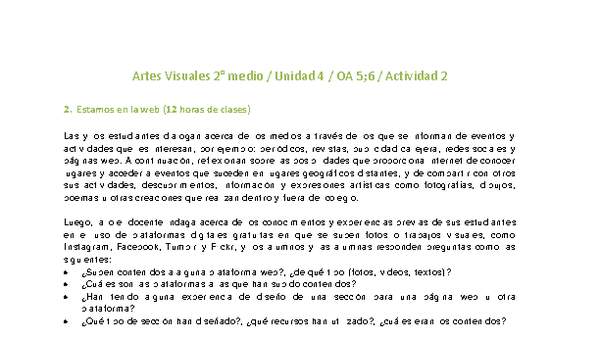 Artes Visuales 2 medio-Unidad 4-OA5;6-Actividad 2