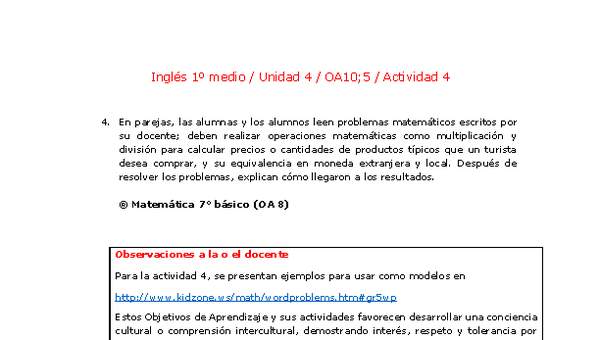 Inglés 1 medio-Unidad 4-OA10;5-Actividad 4