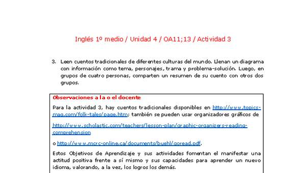 Inglés 1 medio-Unidad 4-OA11;13-Actividad 3