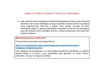 Inglés 1 medio-Unidad 4-OA8;9;12-Actividad 4