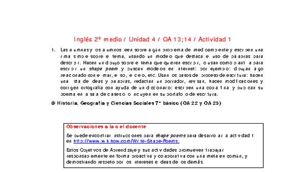 Inglés 2 medio-Unidad 4-OA13;14-Actividad 1