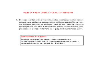 Inglés 2 medio-Unidad 4-OA15;16-Actividad 6