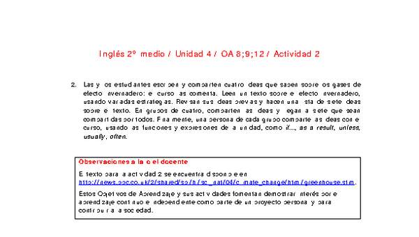Inglés 2 medio-Unidad 4-OA8;9;12-Actividad 2