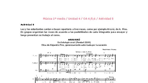 Artes Musicales 1 medio-Unidad 4-OA4;5;6-Actividad 8