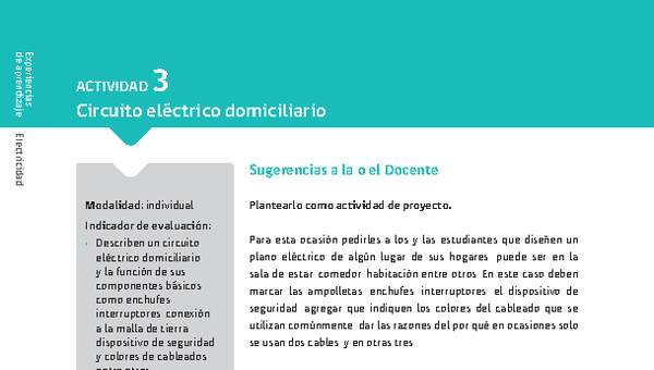 Sugerencia para el profesor: Actividad 3. Circuito eléctrico domiciliario