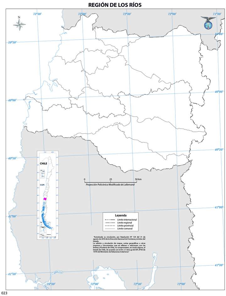 Mapa región de los Ríos (mudo)