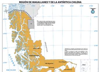Mapa región de Magallanes y de la Antártica Chilena (color)
