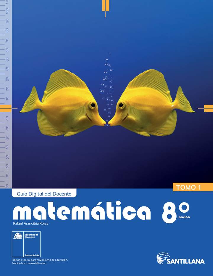 Matemática 8° básico, Santillana, Portada Guía didáctica del docente Tomo 1