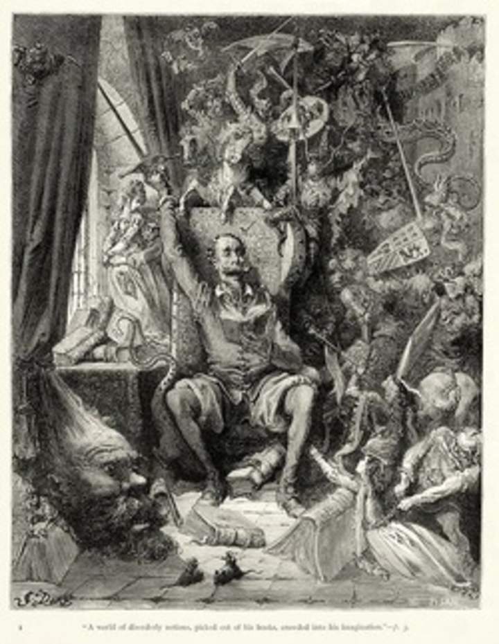Ilustración: don Quijote y su imaginación