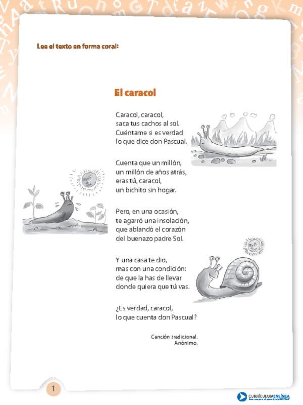 Poema el caracol