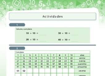 Actividades de adición y completación de secuencias numéricas