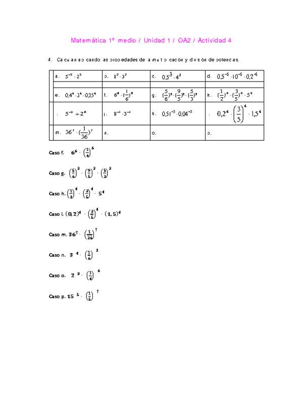 Matemática 1 medio-Unidad 1-OA2-Actividad 4