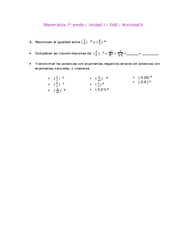 Matemática 1 medio-Unidad 1-OA2-Actividad 8