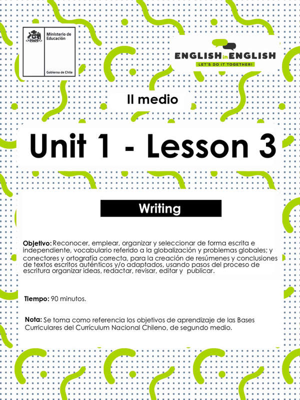 Lesson 3 Inglés 2º medio