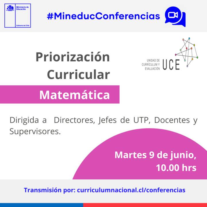 Conferencia virtual: Priorización Curricular Matemática