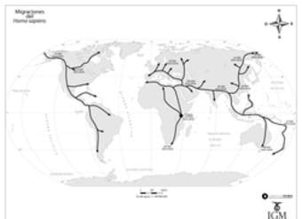 Mapa migraciones Homo Sapiens