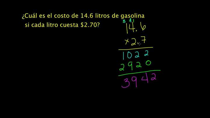 Multiplicación de decimales. Ejemplo 2