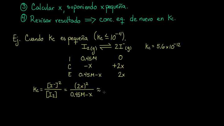 Aproximación "x" pequeña cuando Kc es pequeña | Química | Khan Academy en Español