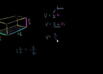 Volumen de un prisma rectangular con dimensiones fraccionarias